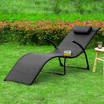 Sonnenliege klappbar Gartenliege Relaxstuhl Liegestuhl mit Kopfkissen Klappliege 2