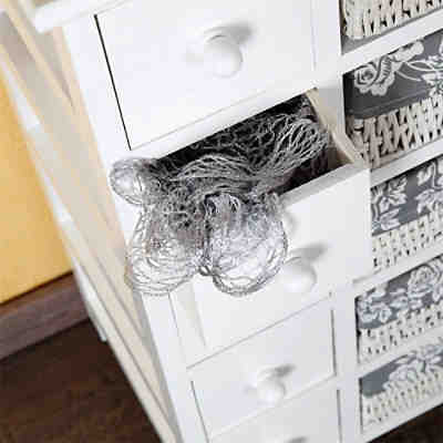 Kommode+ Körbe Sideboard Highboard Schrank Standschrank Flur Weiß Aufbewahrung 2