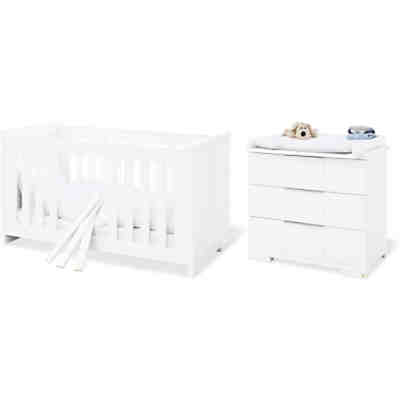 Sparset POLAR (Kinderbett & breite Wickelkommode), weiß edelmatt
