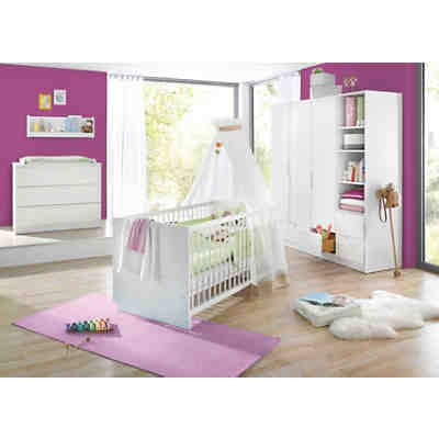 Komplett Kinderzimmer FRESH, 3-tlg. (Kinderbett, breite Wickelkommode und 3-türiger Kleiderschrank), Weiß