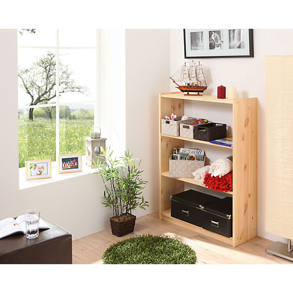 Bücherregal, Kiefer massiv natur, 112 cm