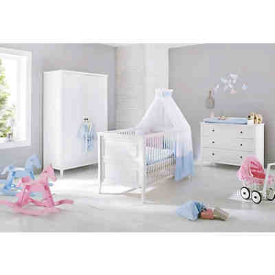 Komplett Kinderzimmer SMILLA, (Kinderbett, Wickelkommode und Kleiderschrank 2-trg.), Kiefer weiß lasiert 2