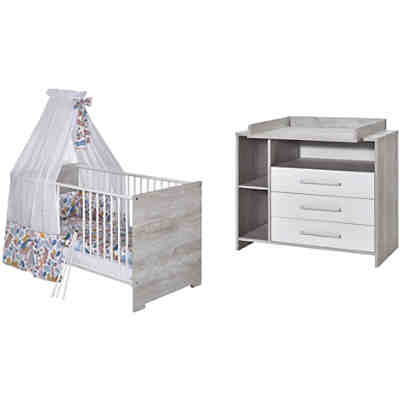 Sparset Eco Cascina (Kinderbett 70 x 140 cm und Wickelkommode), Dekor weiß/Holzdekor Cascina 2