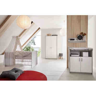 Sparset Classic Grey (Kinderbett 60x120 cm und Wickelkommode), Dekor grau/weiß