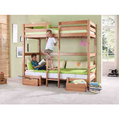 Etagenbett Finley, Buche natur lackiert, 90 x 200 cm, inkl. Sitzkissen, schwarz 2