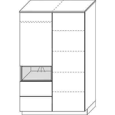 Kleiderschrank MALIE, 2-türig, Kristallweiß Hochglanz, Santhia Eiche 2