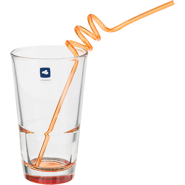 Trinkglas mit Strohhalm orange