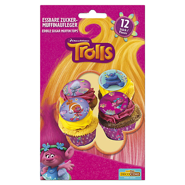 Zucker-Muffinaufleger Trolls, 12 Stück