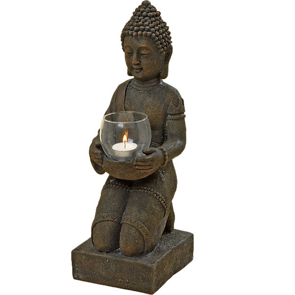 Dekofigur "Buddha mit Windlicht" H44 cm
