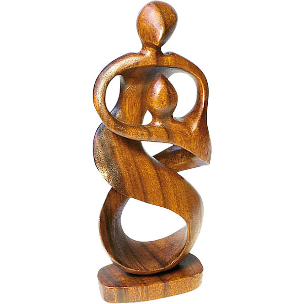 handgeschnitzte Dekofigur "Mutter mit Kind" aus Suarholz H30 cm