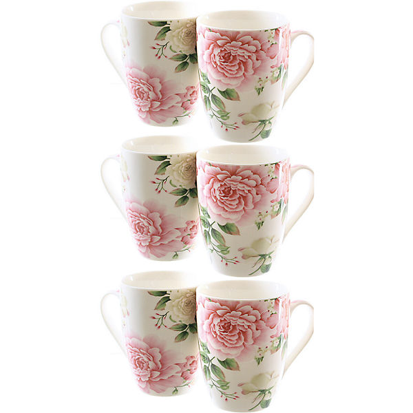 6er-Set Kaffeebecher "Rosen"