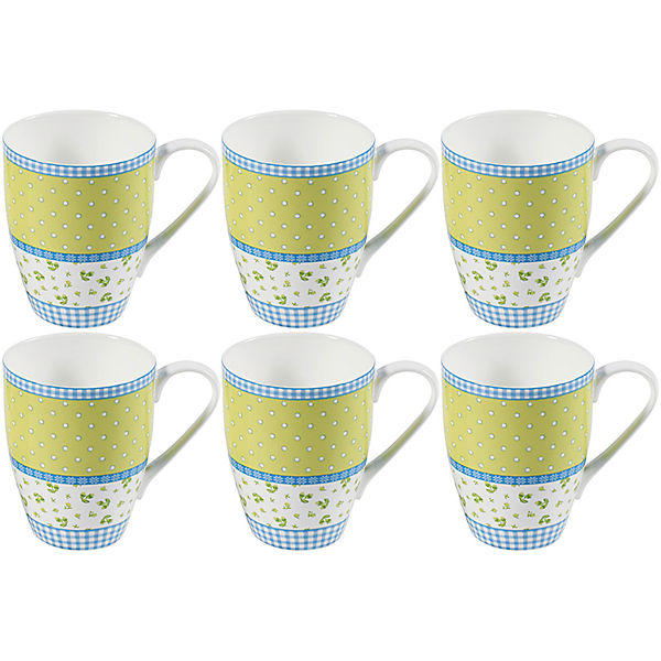 6er-Set Fine Bone China Kaffeebecher "Lilly Mix"