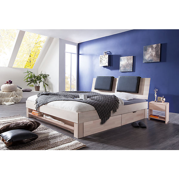 Futonbett MAX, Buche massiv, weiß gewaschen, 90 x 200 cm
