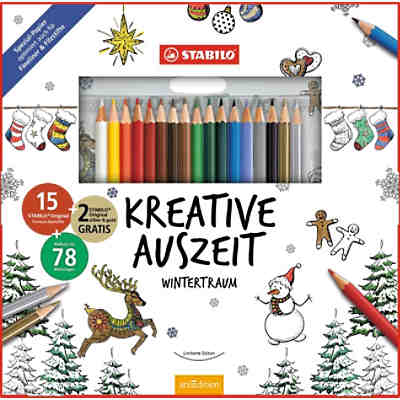 STABILO Kreative Auszeit Wintertraum, 17 Farben, inkl. Malbuch 78 Motive