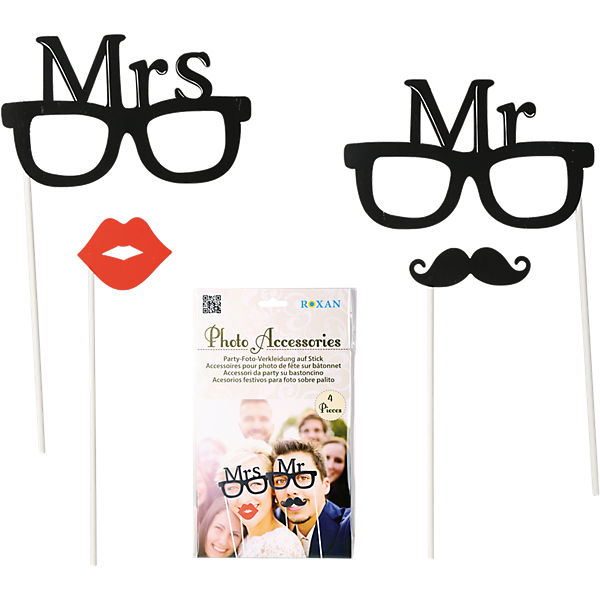 4-tlg. Foto-Accessories "Mr. & Mrs."