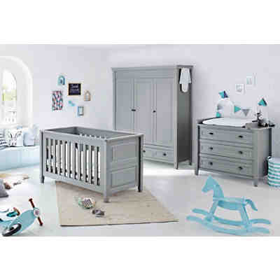 Komplett Kinderzimmer GRISU, 3-tlg. (Kinderbett, Wickelkommode und 3-türiger Kleiderschrank), grau lackiert 2