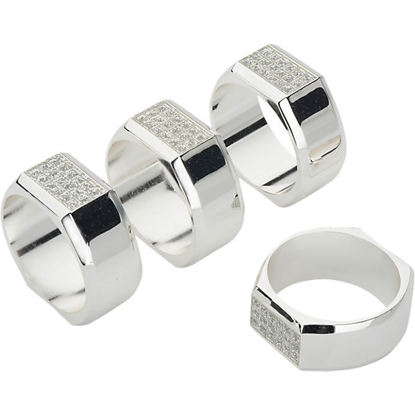 4er-Set versilberte Serviettenringe "Silver Diamond",
