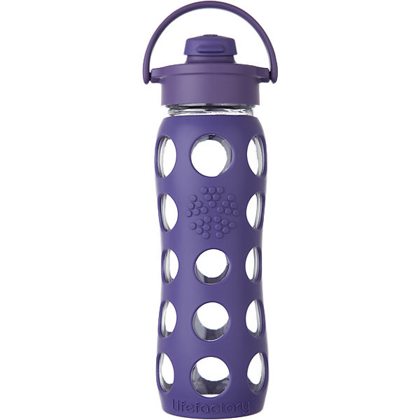 Lifefactory Trinkflasche Glas Royal Purple Flip Top Cap, 650 ml