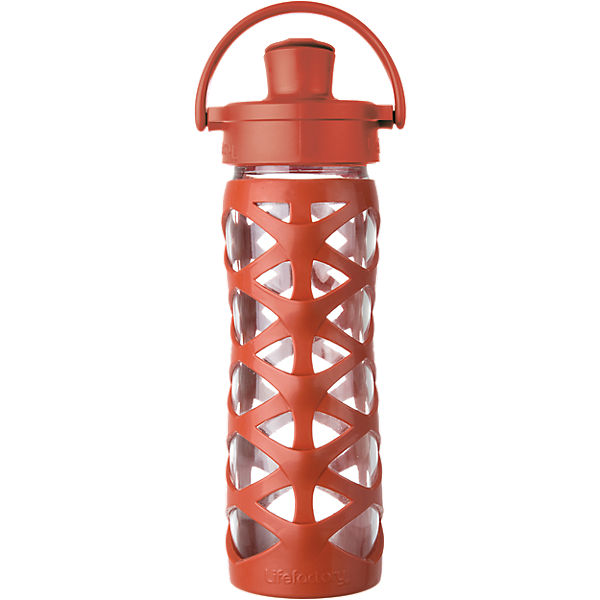 Lifefactory Trinkflasche Glas Golden Gate Orange Active Flip Cap, 475 ml