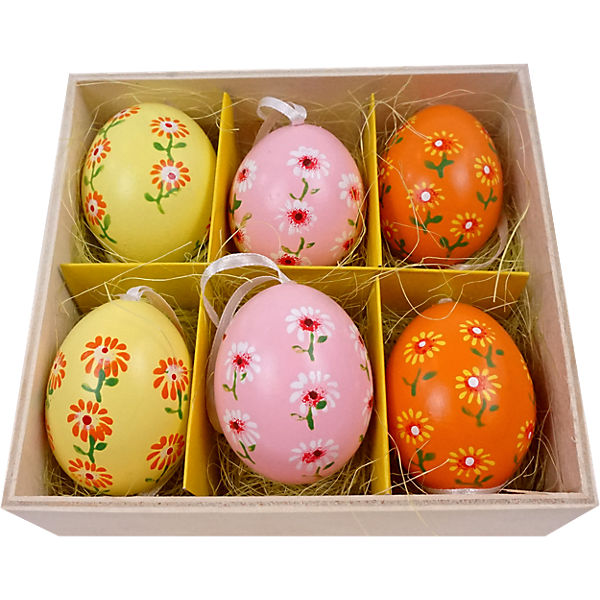 6-tlg. Ostereier "Frohe Ostern" je 6 cm