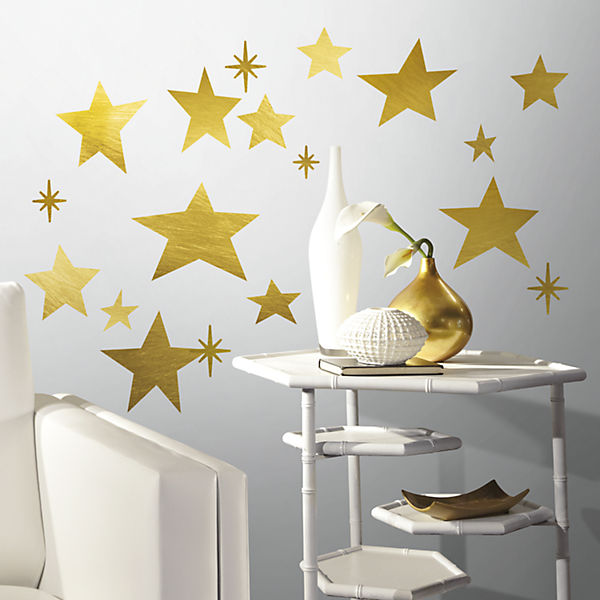 Wandsticker goldfarbige Sterne, 60-tlg.