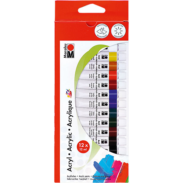 Acrylfarben-Set, 12 x 12 ml Tuben