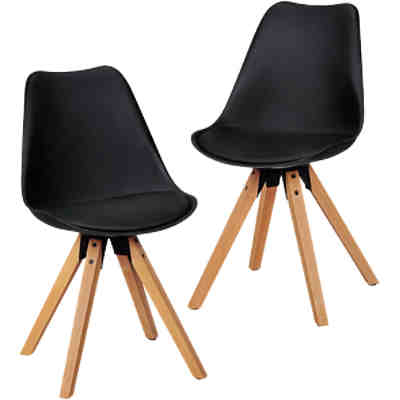 2er Set Esszimmerstuhl LIMA Polsterstuhl Stoff oder Kunstleder-Bezug Rückenlehne Design Küchenstuhl