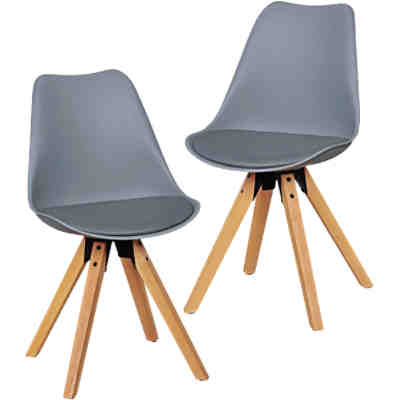 2er Set Esszimmerstuhl LIMA Polsterstuhl Stoff oder Kunstleder-Bezug Rückenlehne Design Küchenstuhl