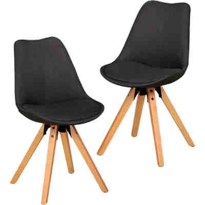 2er Set Esszimmerstuhl LIMA Polsterstuhl Stoff oder Kunstleder-Bezug Rückenlehne Design Küchenstuhl