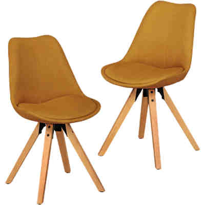 2er Set Esszimmerstuhl LIMA Polsterstuhl Stoff oder Kunstleder-Bezug Rückenlehne Design Küchenstuhl