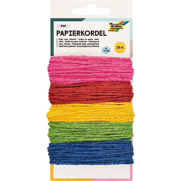 Papier-Kordel farbig, 25 m