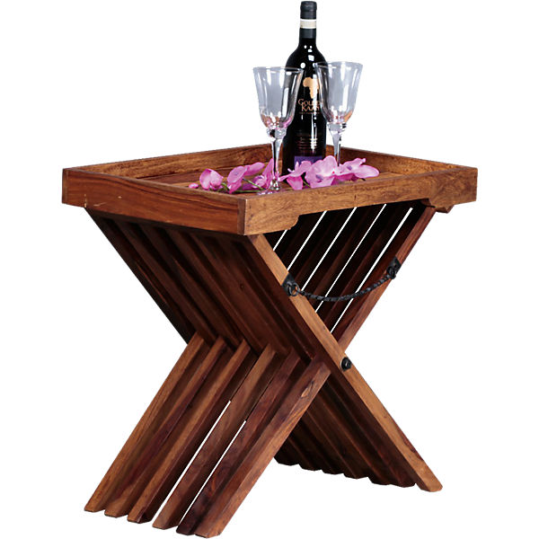 Sheesham Beistelltisch mit abnehmbaren Tablett "Zola" Massivholz