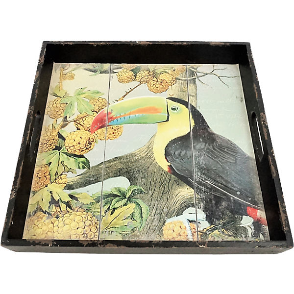 Deko-Tablett "Tukan" 37x37 cm