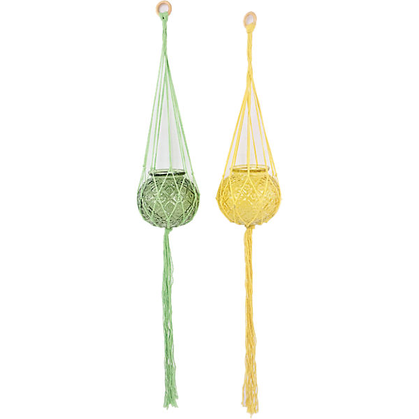 2-tlg. Set Windlicht "Macrame" 15x15 cm
