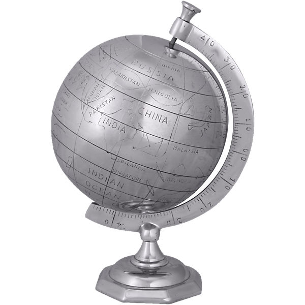 Aluminium Dekoobjekt "Globus" Handarbeit, H35 cm