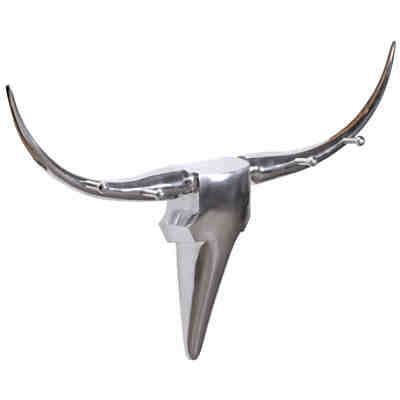Aluminium Wand Garderobe "Geweih Stier Slim" Handarbeit, mit 4 Haken, B125 cm 2