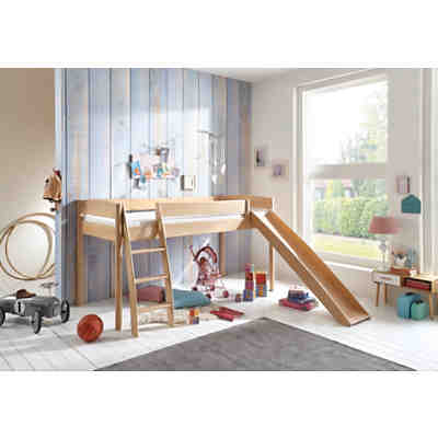 Hochbett MICHELLE inkl. Rollrost, Buche massiv, natur lackiert, 90 x 200 cm 2