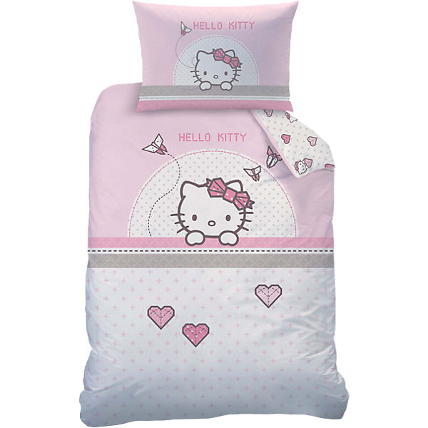 Wende- Kinderbettwäsche Hello Kitty, Renforcé, 100 x 135 cm