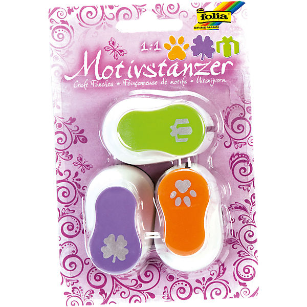 Motivstanzer, 3 Stück - Geschenk, Kleeblatt, Tatze