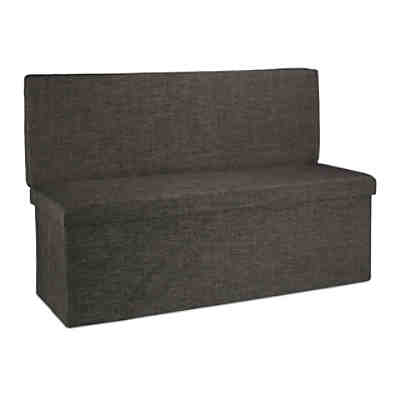 Faltbarer Sitz-Hocker Bank mit klappbarer Rückenlehne, Leinen-Bezug, 38x38 cm