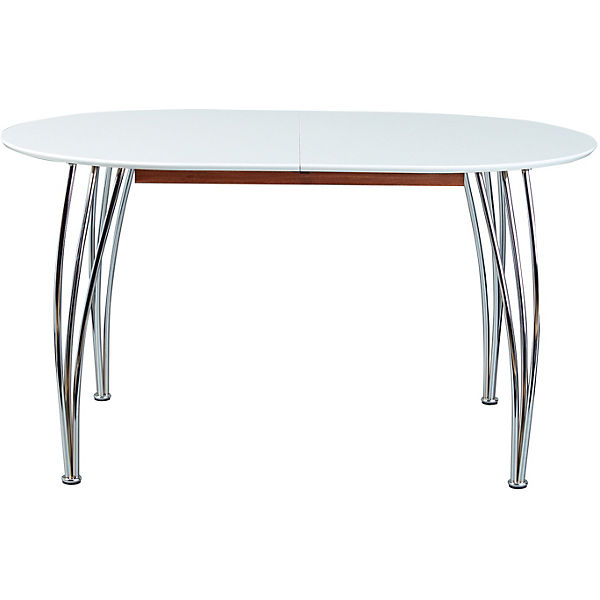 Hochglanz/Chrom Esstisch "Merkur" ausziehbar 140 bis 180 x 90 cm,