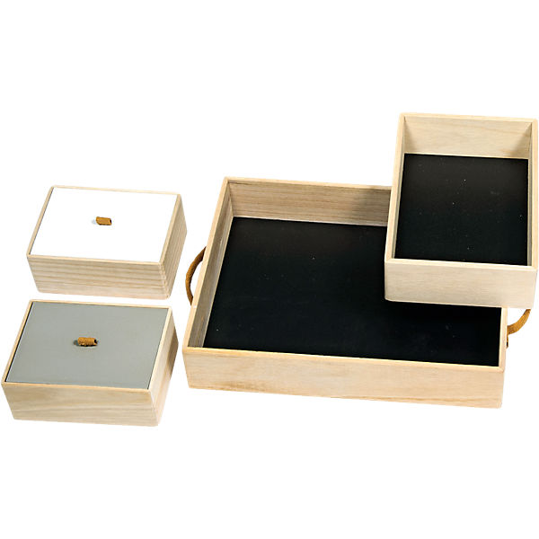 4-tlg. Aufbewahrungsboxen Set mit Tablett