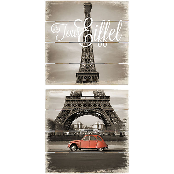 2-tlg. Holzbilder Set "Paris"