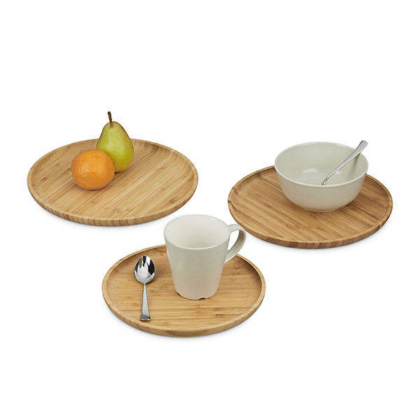 3-tlg. Bambus Servierplatten Set Ø28, 26, 24 cm