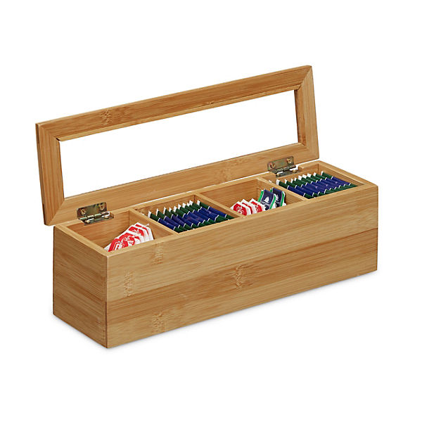 Bambus Teebox mit 4 Fächer