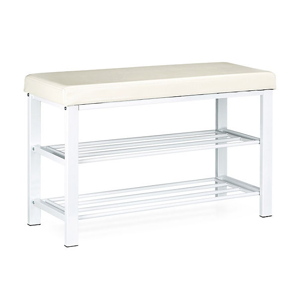 Schuhbank mit Kunstleder-Polster 49x81x31 cm