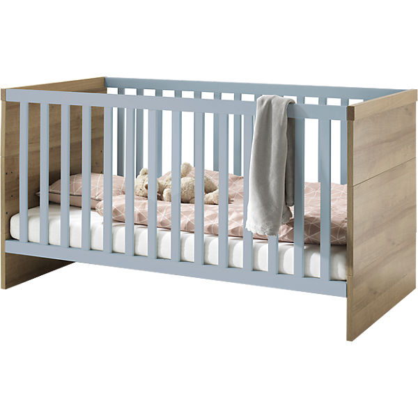 Benno, Kinderbett Riviera Eiche-Nachbildung / Pacific Blau Hochglanz