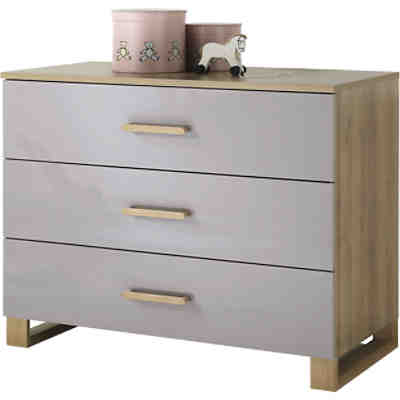 Benno, Kommode Riviera Eiche-Nachbildung / Lilac Grey Hochglanz