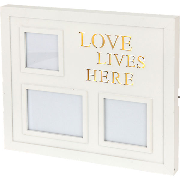 LED-Wandbilderrahmen "Love lives here", warmweiß, 10 LEDs, batteriebetrieben