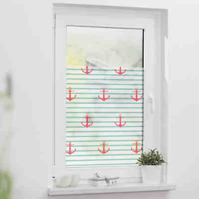 Fensterfolie selbstklebend, Sichtschutz, blickdicht, türkis/rot